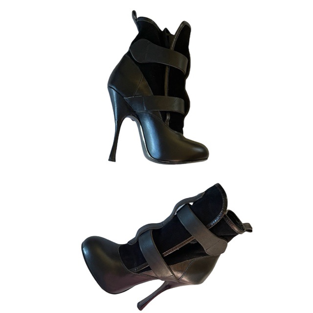 Vivienne Westwood Black Leather & Canvas Skyscraper Seditionary Ankle Boots